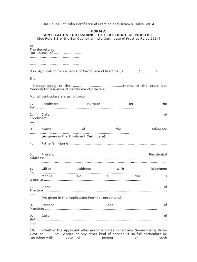 Certificate of Practice Application Form | PDF | Technology & Engineering