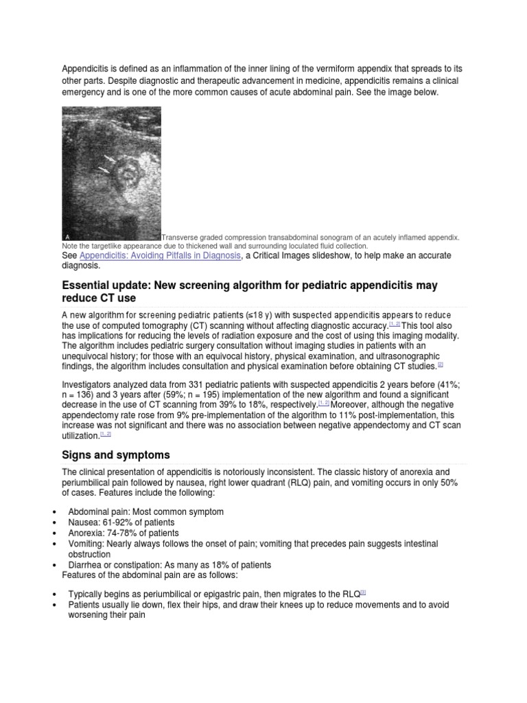 Essential Update: New Screening Algorithm For Pediatric Appendicitis ...