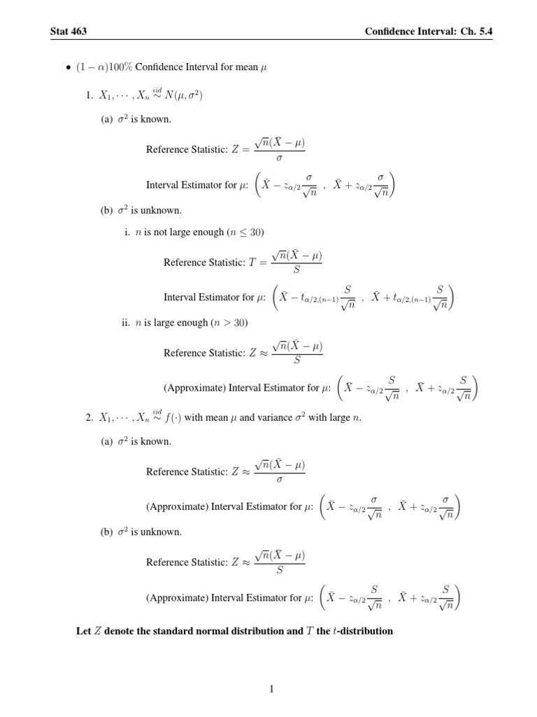 Confidence Intervals in Stat 463 | PDF