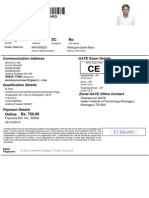 10 Aug 1993 Male SC No: Communication Address GATE Exam Details