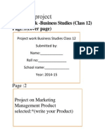 Help For Project: Project Work - Business Studies (Class 12) Page:1 (Cover Page)