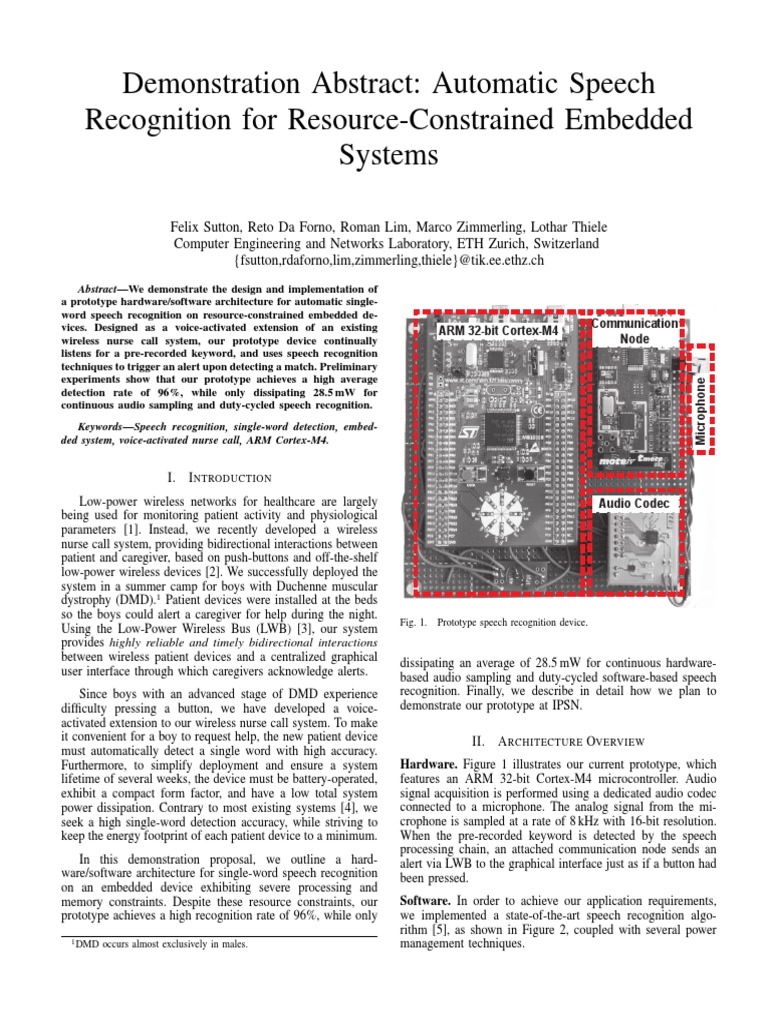 Automatic Speech Recognition For Resource-Constrained Embedded Systems ...