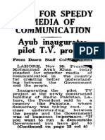 Plea For Speedy Media of Communicatitm Ayub Inaugurates Pilot T.V. Project