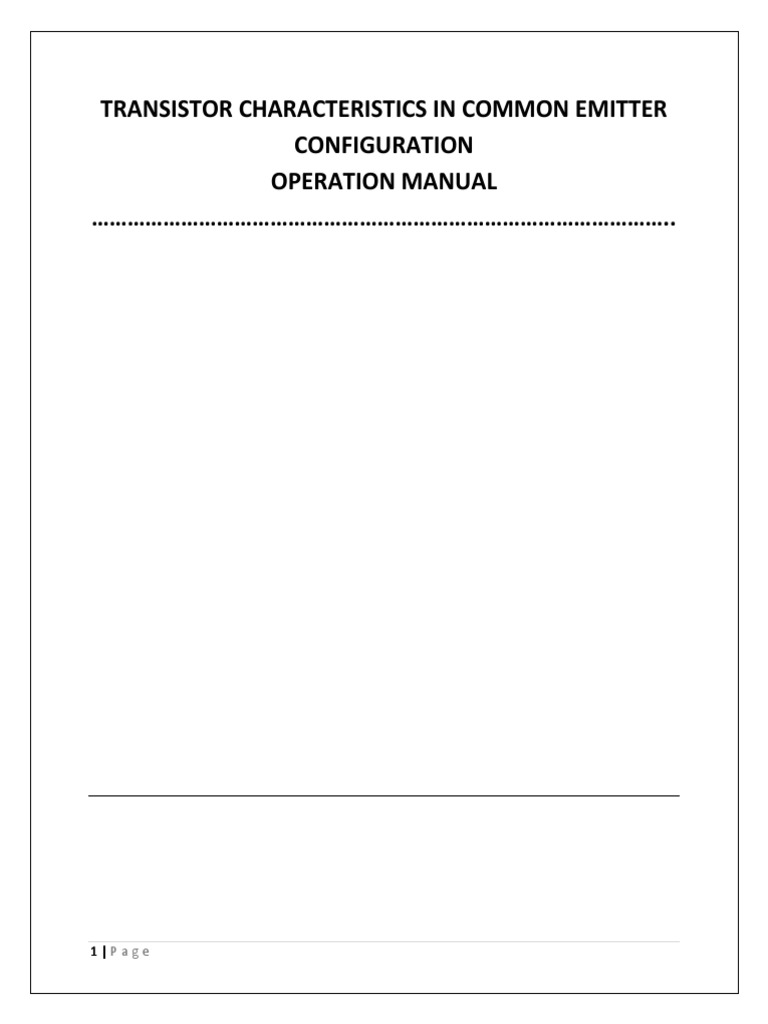 (Ce) Transistor Characteristics in Common Emitter Configuration PDF Bipolar Junction