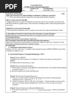 Math Lesson Plan 6th Grade