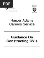 Harper Adams Careers Service: Guidance On Constructing CV's