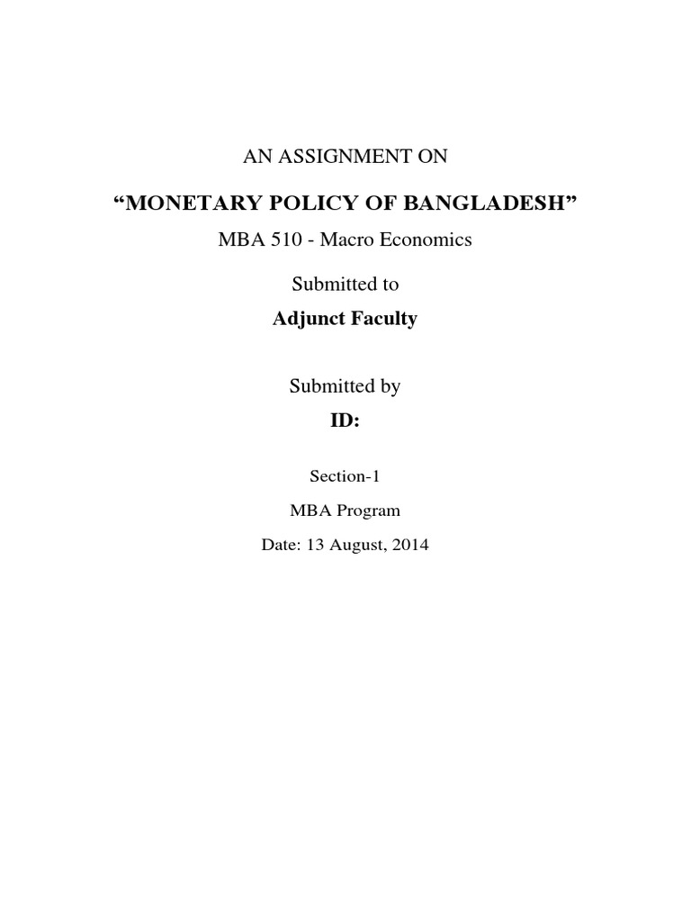 assignment on monetary policy of bangladesh