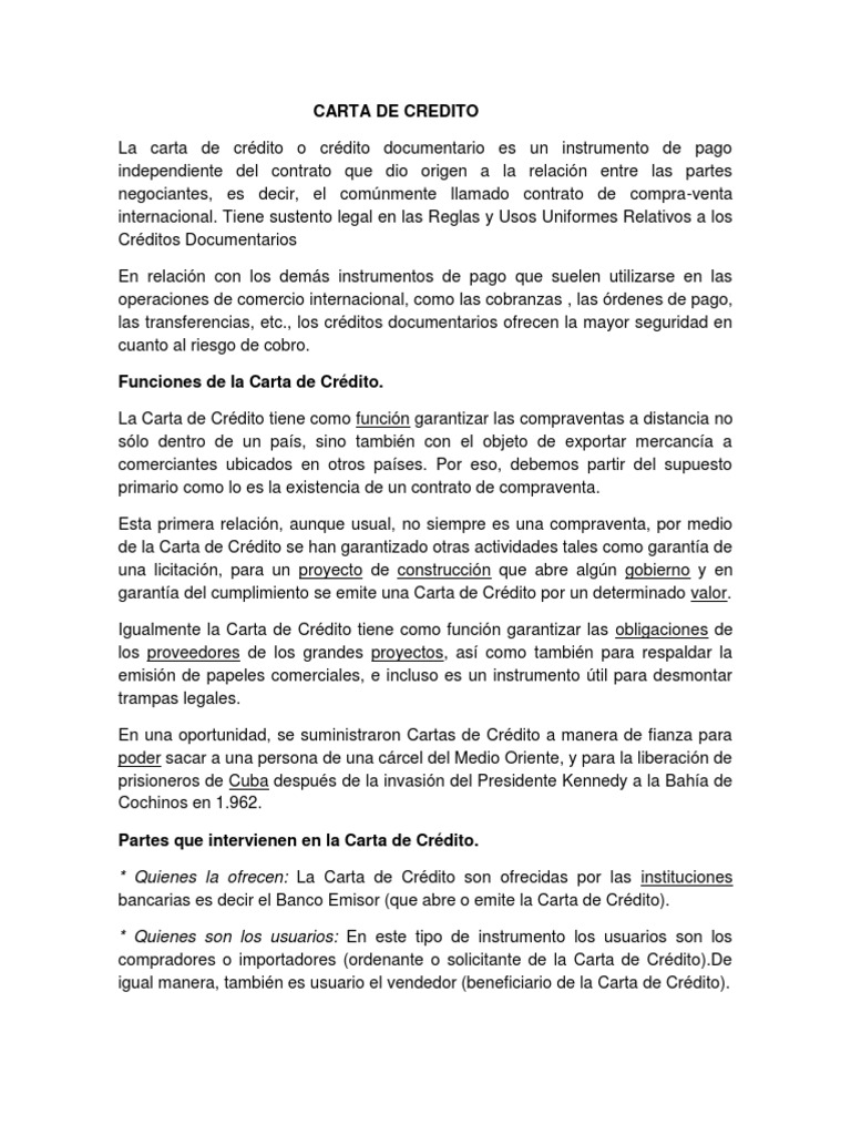 CARTA DE CREDITO.docx  Carta de crédito  Bancario  Prueba gratuita