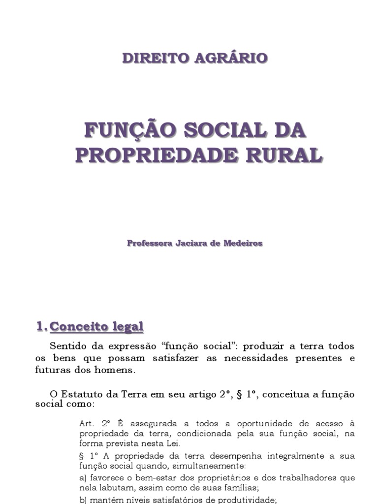 Aula 5 Função Social Da Propriedade Rural Propriedade Política