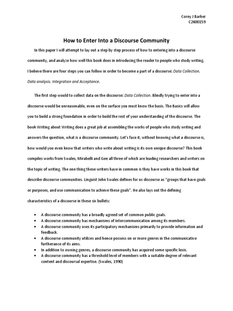 Discourse Community Draft  PDF  Discourse  Curriculum