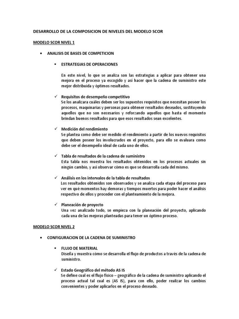 Composición del Modelo SCOR en Supply Chain | PDF | Planificación ...
