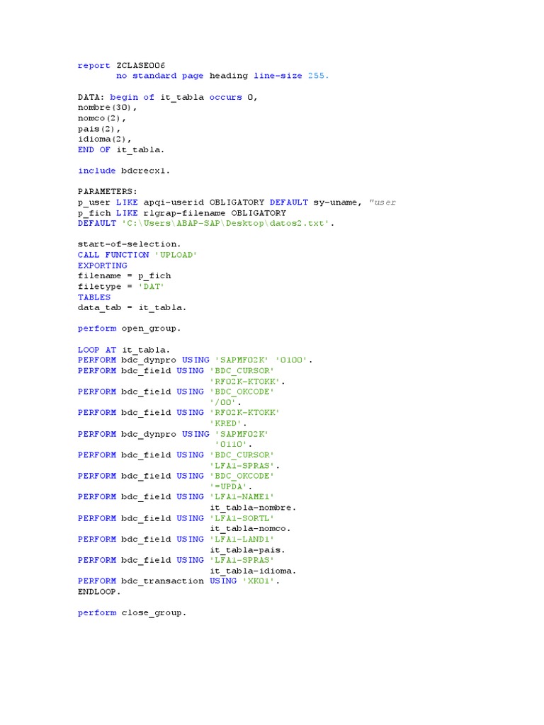 SAP ABAP Data Upload Process | PDF