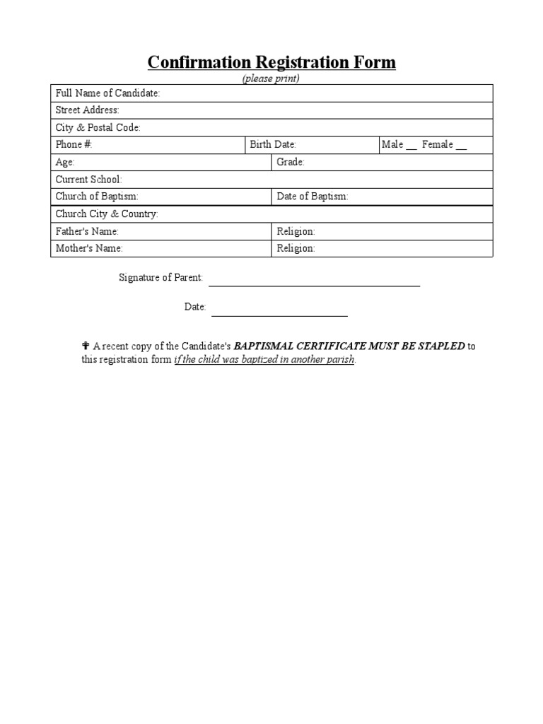 Confirmation Registration Form | PDF | Law