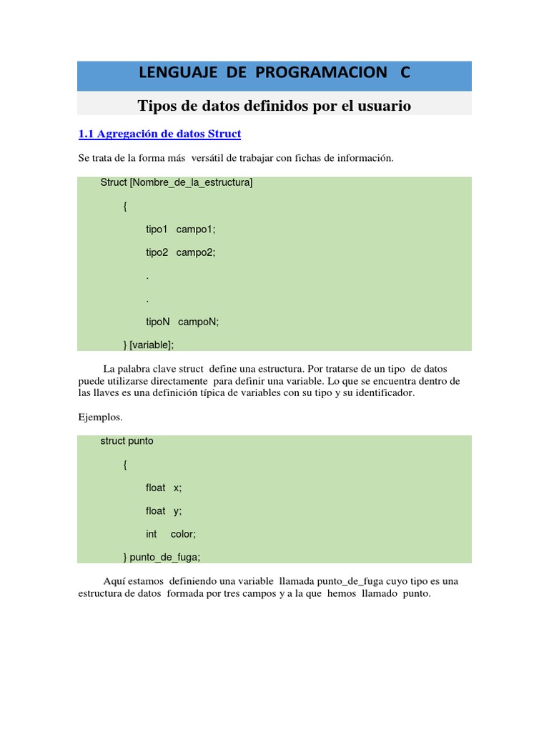 Lenguaje de Programacion C Tipos-Datos-User | PDF | Poco | Objeto ...