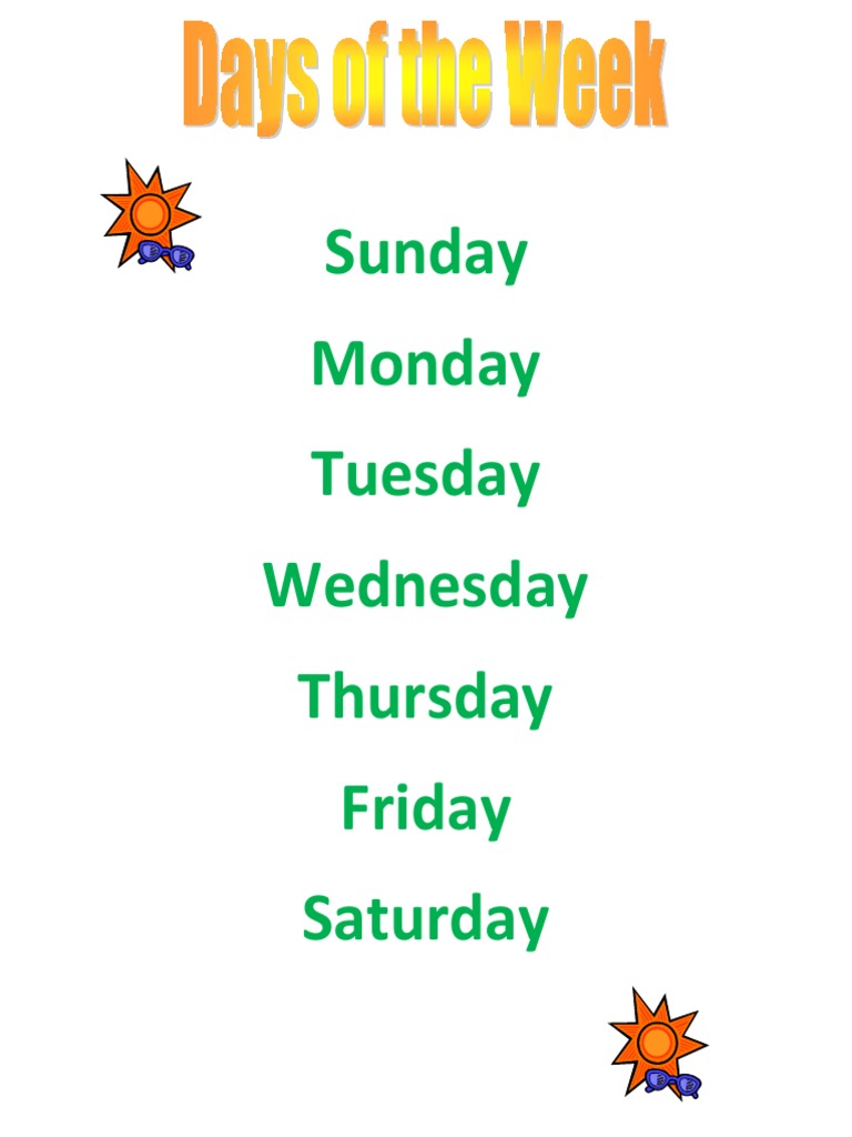 Sunday Monday Tuesday Wednesday Thursday Friday Saturday | PDF