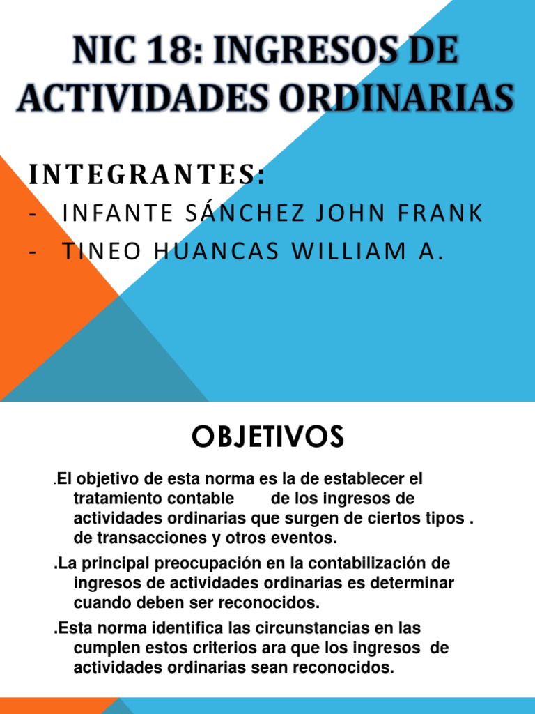NIC 18 INGRESOS DE ACTIVIDADES ORDINARIAS Beneficio