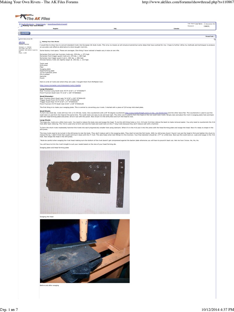 Making Your Own Rivets - The AK Files Forums | PDF | Rivet | Internet Forum