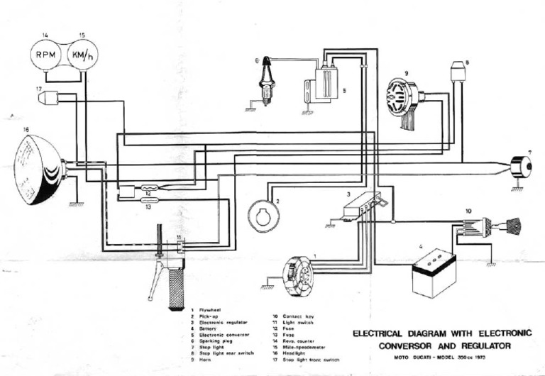 Ducati 1973 - 350 Mototrans Wiring Diagram | PDF