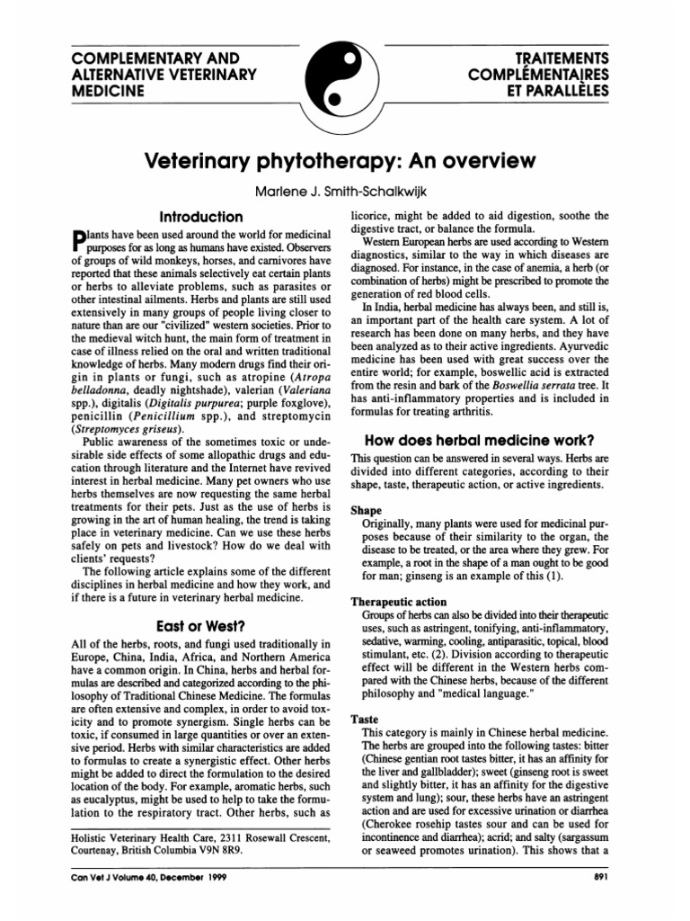 Veterinary Phytotherapy PDF Herbalism Traditional Chinese Medicine