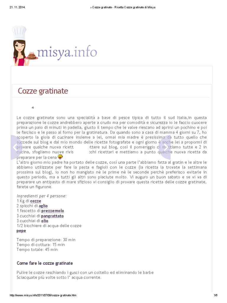 Cozze Gratinate Ricetta Cozze Gratinate Di Misya Pdf