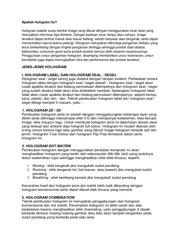 Pengertian Hologram PDF