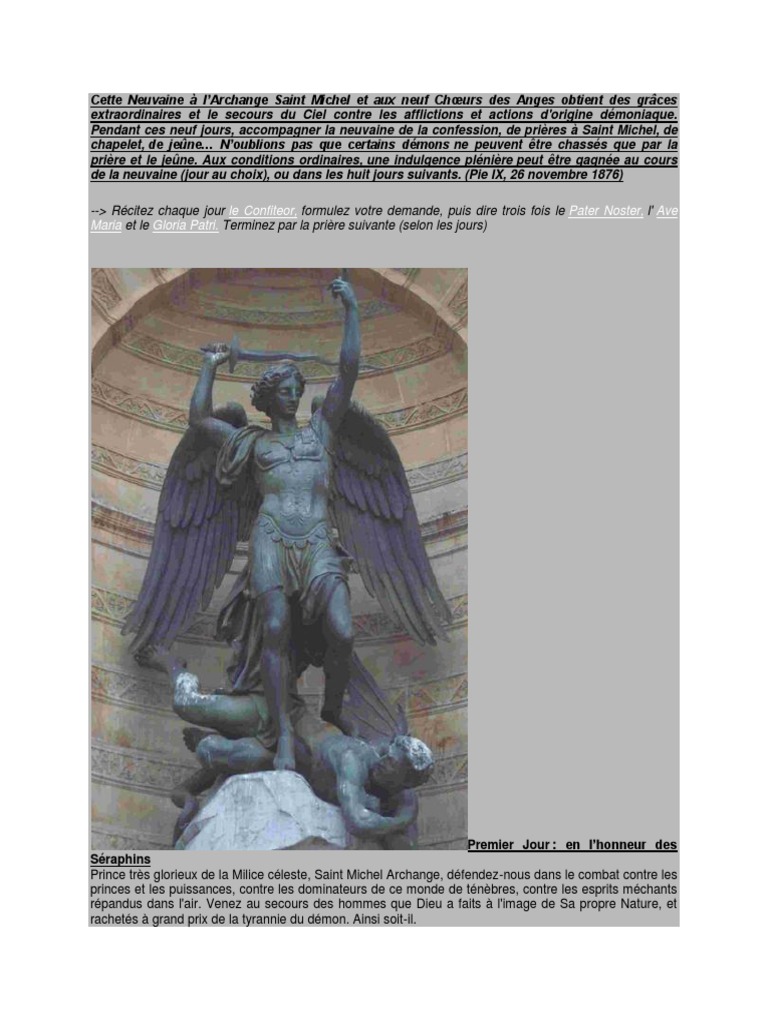 Neuvaine à Saint Michel Archange Du 21 Au 29 Septembre