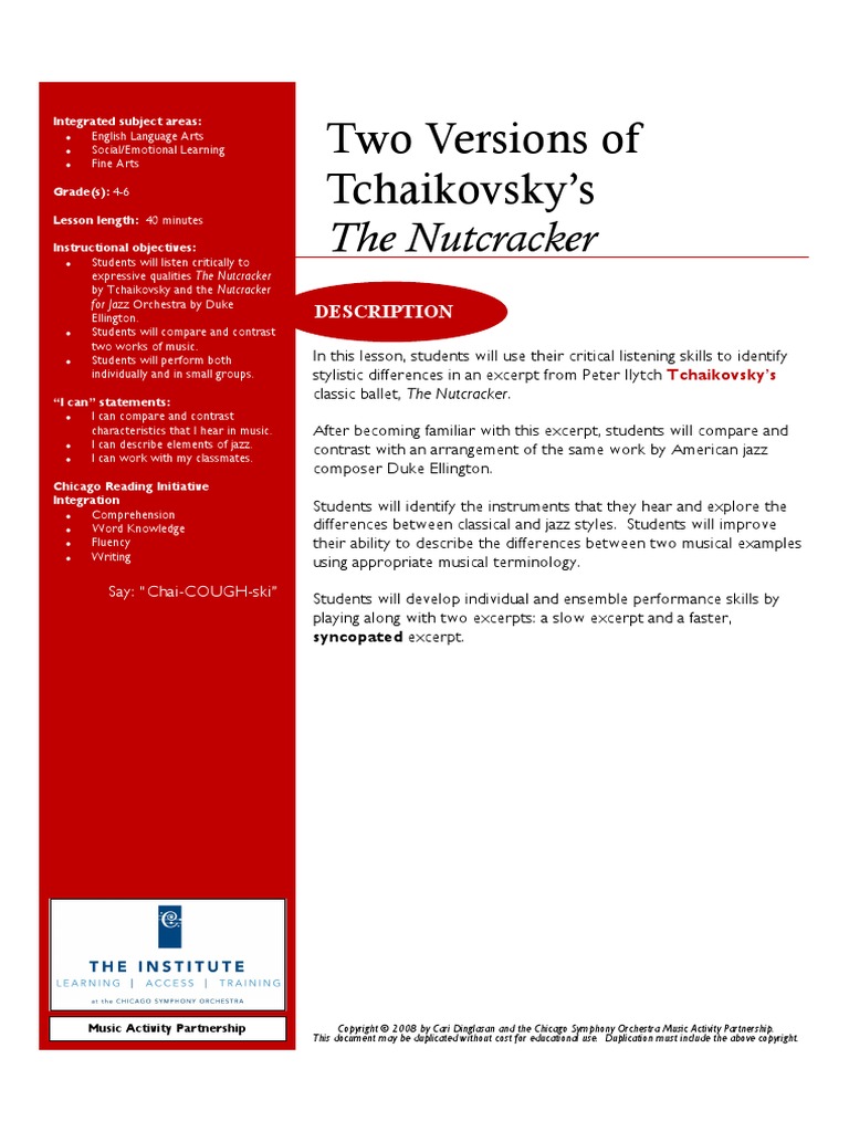 CSO Two Versions of Tchaikovsky's Nutcracker | PDF | The Nutcracker | Jazz