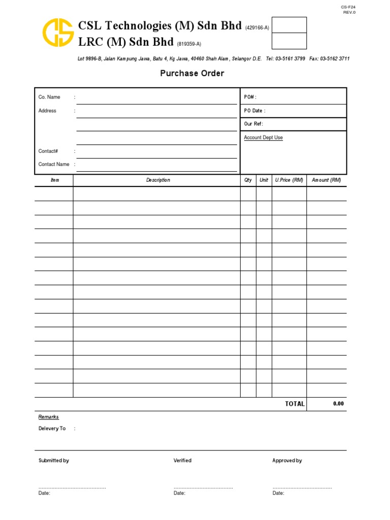 CS F24 Purchase Order | PDF
