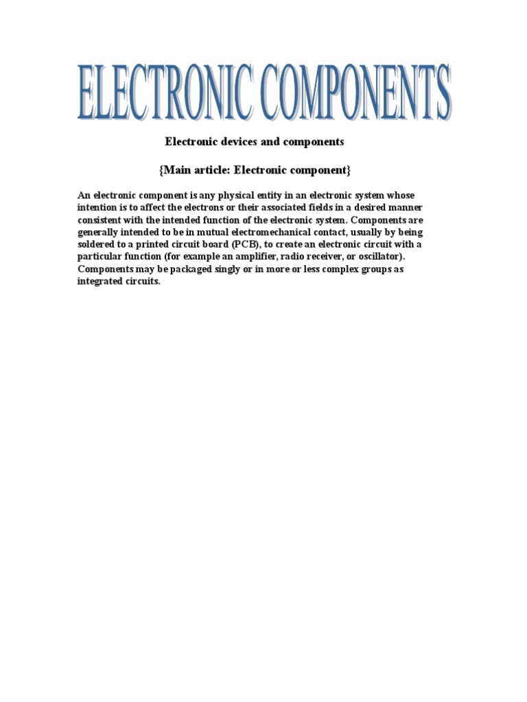 Electronic Components Overview | PDF | Teaching Methods & Materials ...
