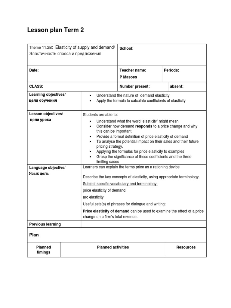 23++ Price elasticity of demand lesson plan