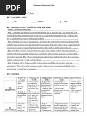 classroom management plan