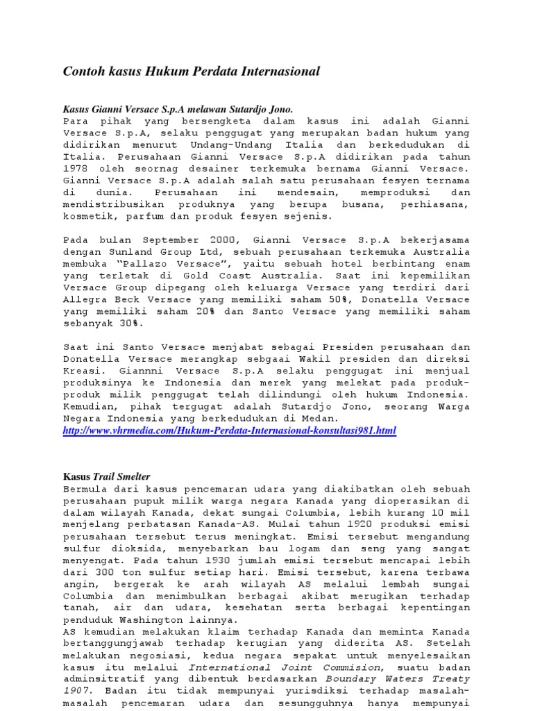 Contoh Kasus Hukum Perdata Internasional