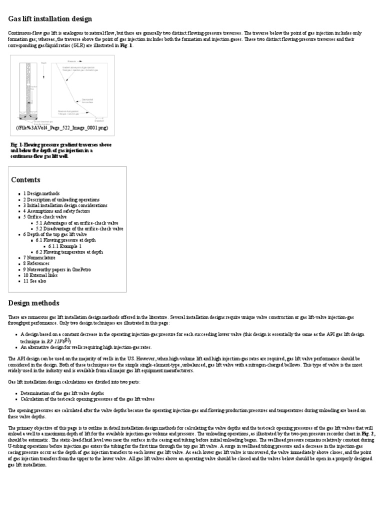 Gas Lift Installation Design PDF Lift (Force) Pressure