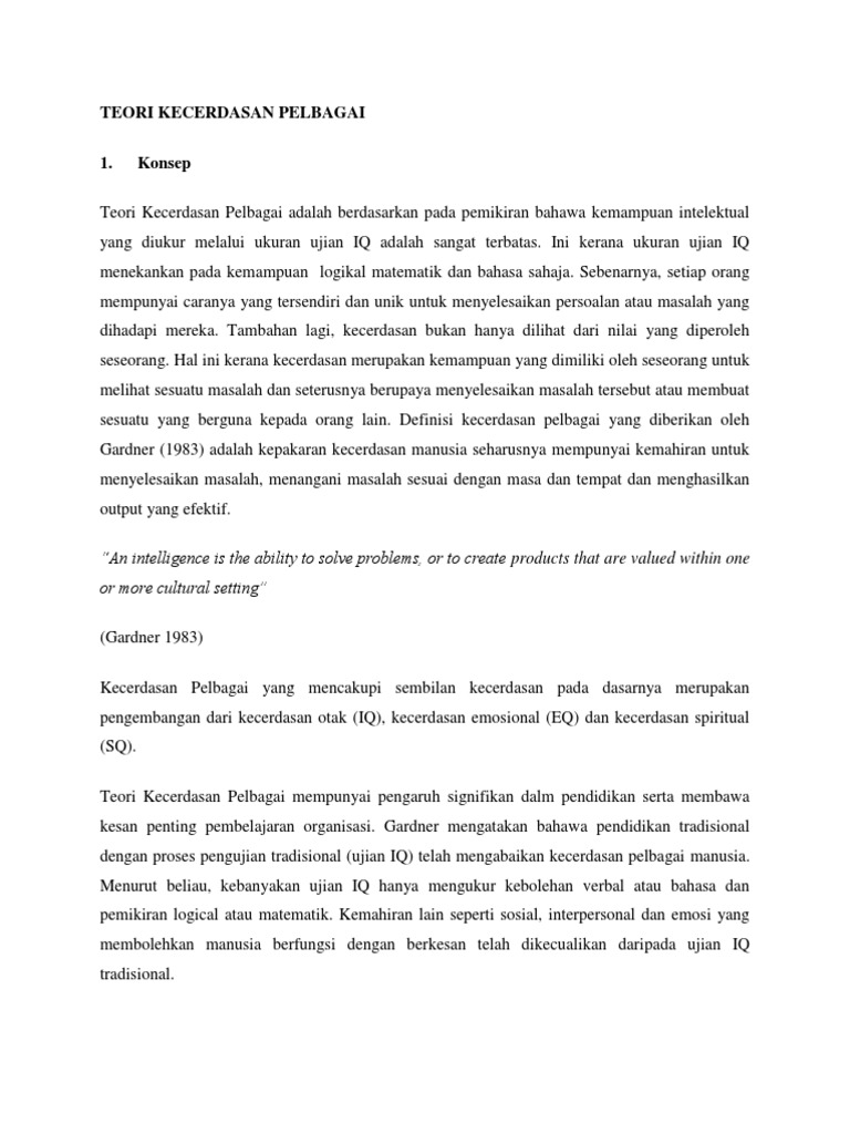 Teori Kecerdasan Pelbagai Pdf