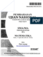 Pembahasan Soal UN Matematika Program IPA SMA 2013 Paket 5