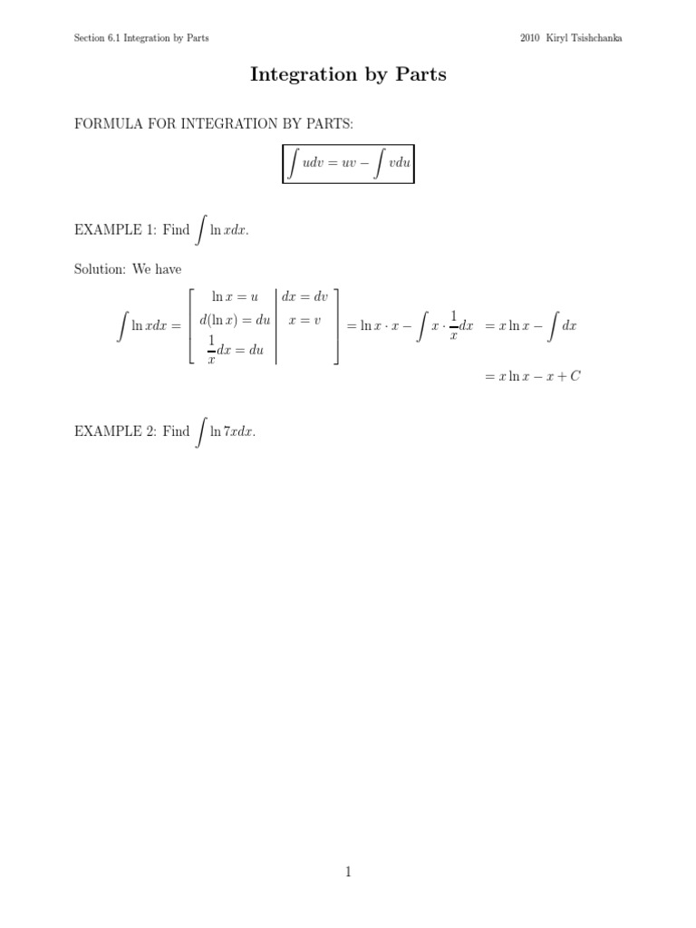 Integration by Parts Explained | PDF