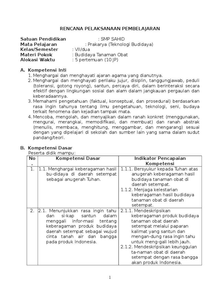 Rpp Budidaya Tanaman Obat