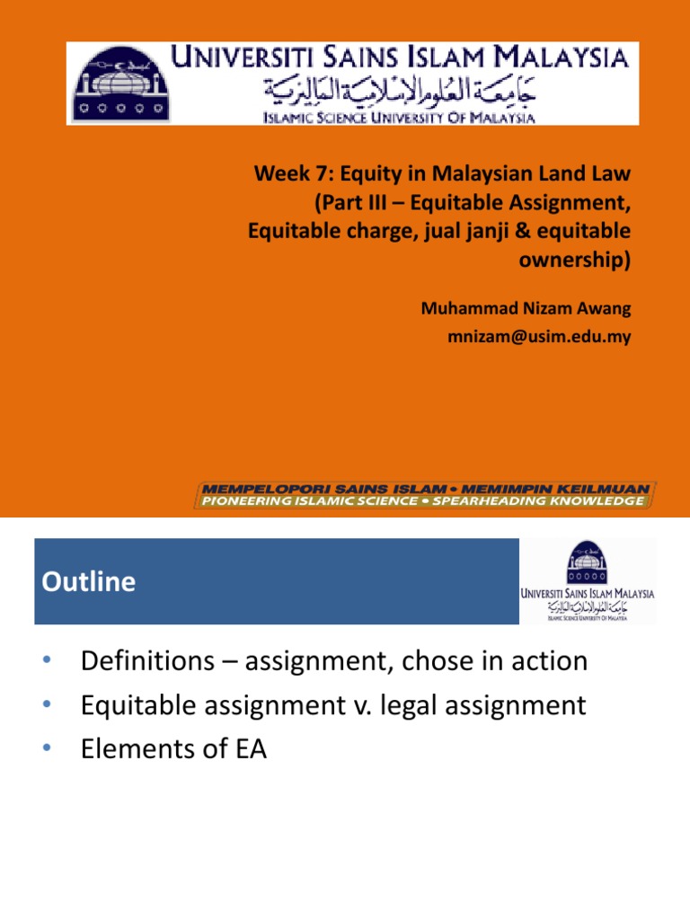 what is the meaning of equitable assignment
