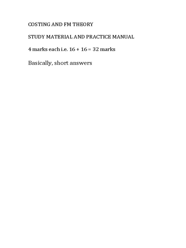 Costing and FM Theory Study Guide | PDF | Teaching Methods & Materials