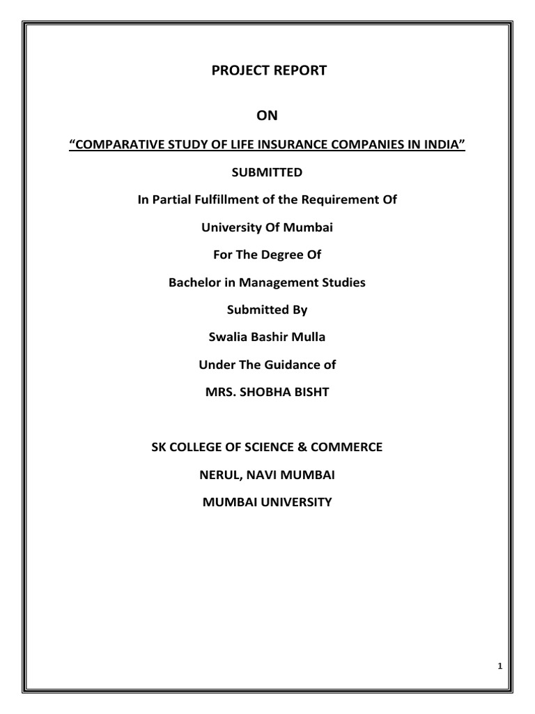 Project Report | Download Free PDF | Insurance | Life Insurance