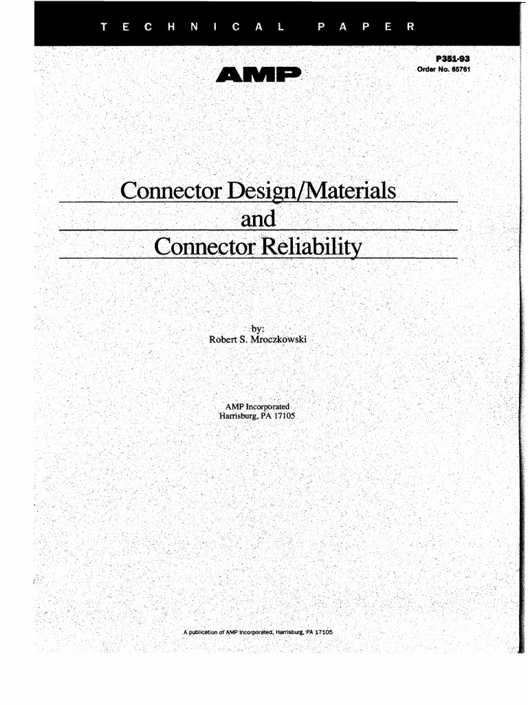 Connector Design - Materials and Connector Reliability | PDF | Wear ...
