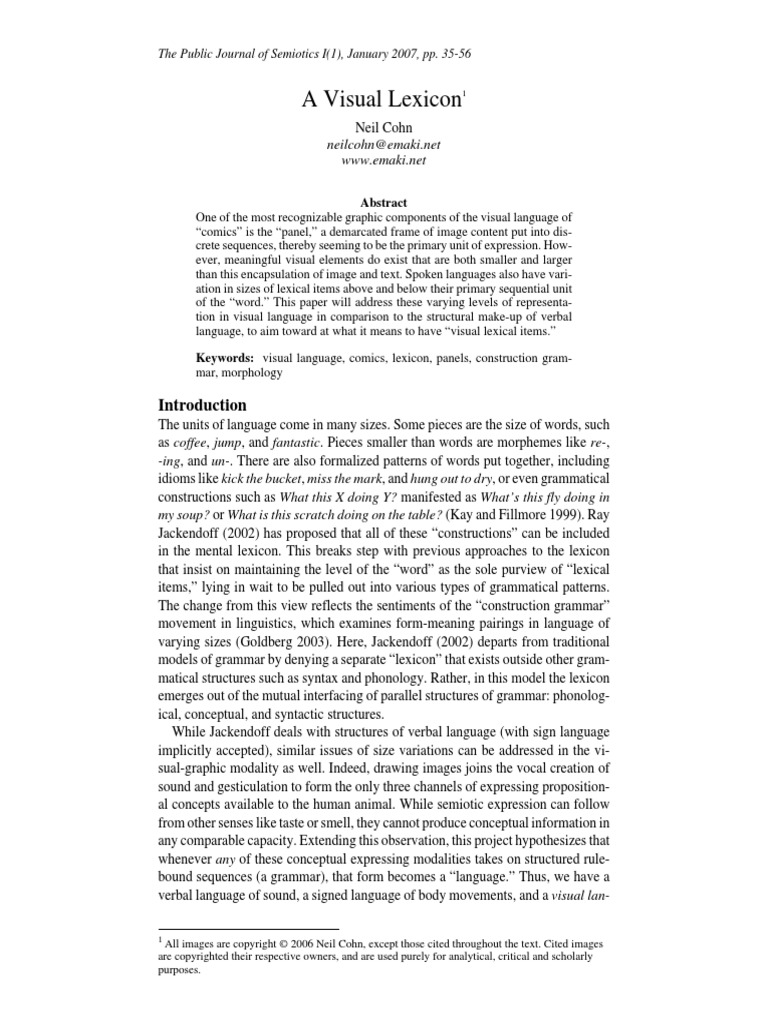Visual Lexicon - Neil Cohen | PDF | Lexicon | Part Of Speech