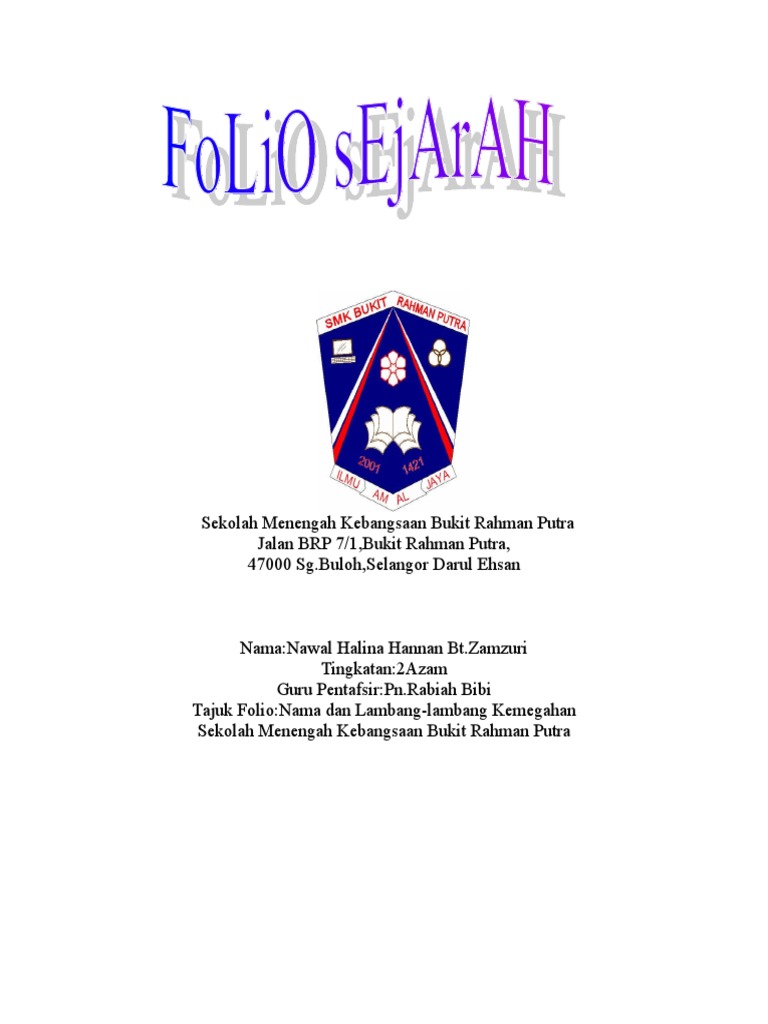 Contoh Surat Pelaksanaan Folio Sejarah