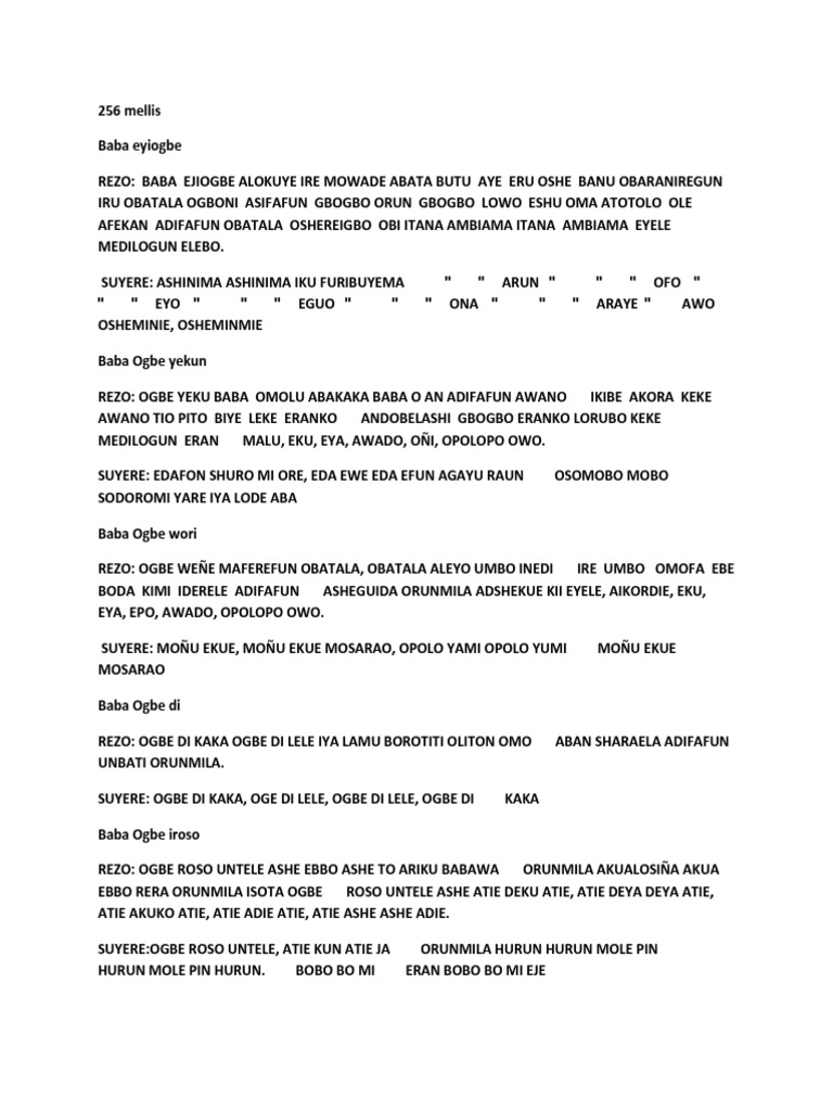 Yoruba Divination Verses Compilation | PDF