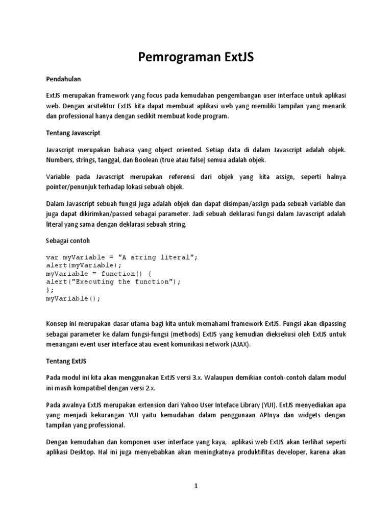 Panduan Dasar ExtJS untuk Developer | PDF