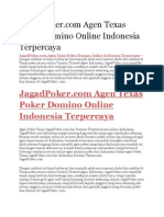 JagadPoker.com Agen Texas Poker Domino Online Indonesia Terpercaya