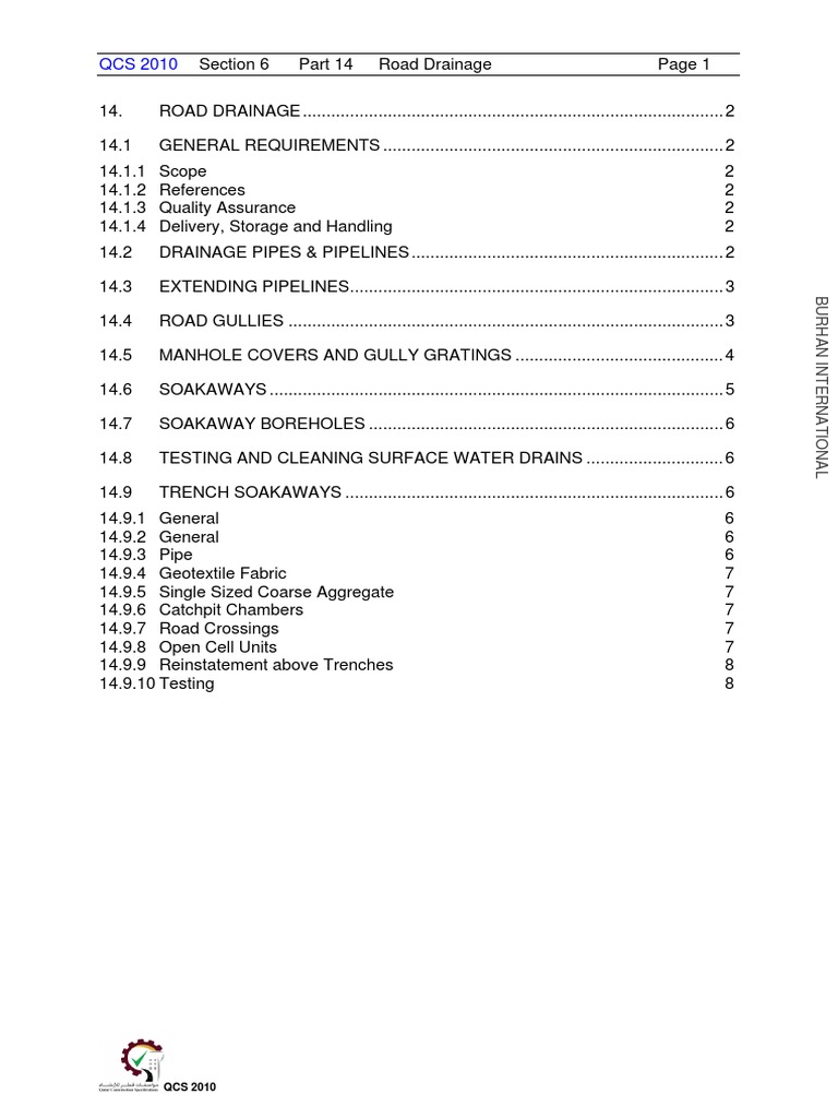 Road Drainage Specifications QCS 2010 | PDF | Storm Drain | Pipe (Fluid ...