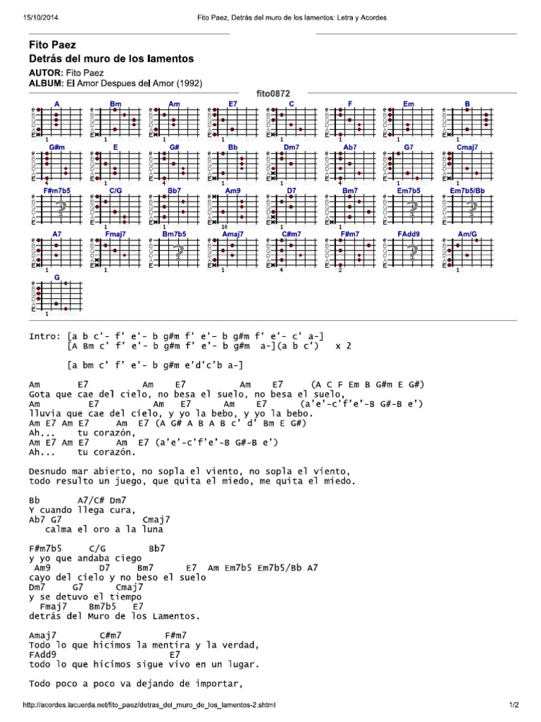 Fito Paez, Detrás Del Mu... Mentos Letra y Acordes PDF