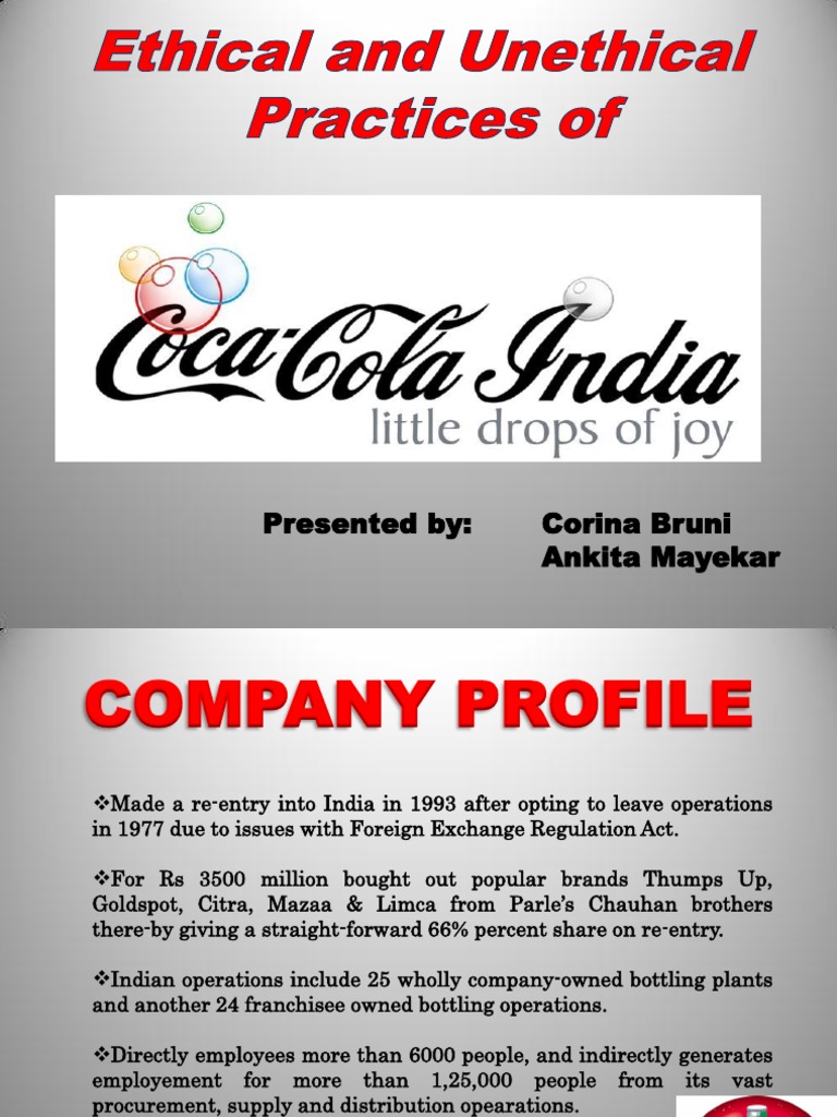CocaCola Ethical Vs PDF Coca Cola Employment