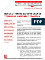 RÉSOLUTION DE LA CONFÉRENCE  TECHNIQUE NATIONALE TRACTION